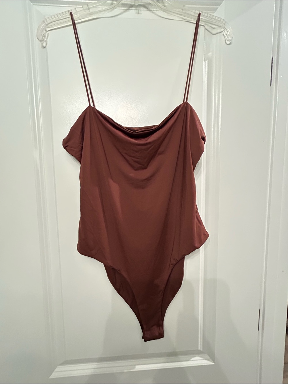SHEIN Brown Cowl Neck Bandeau Bodysuit
